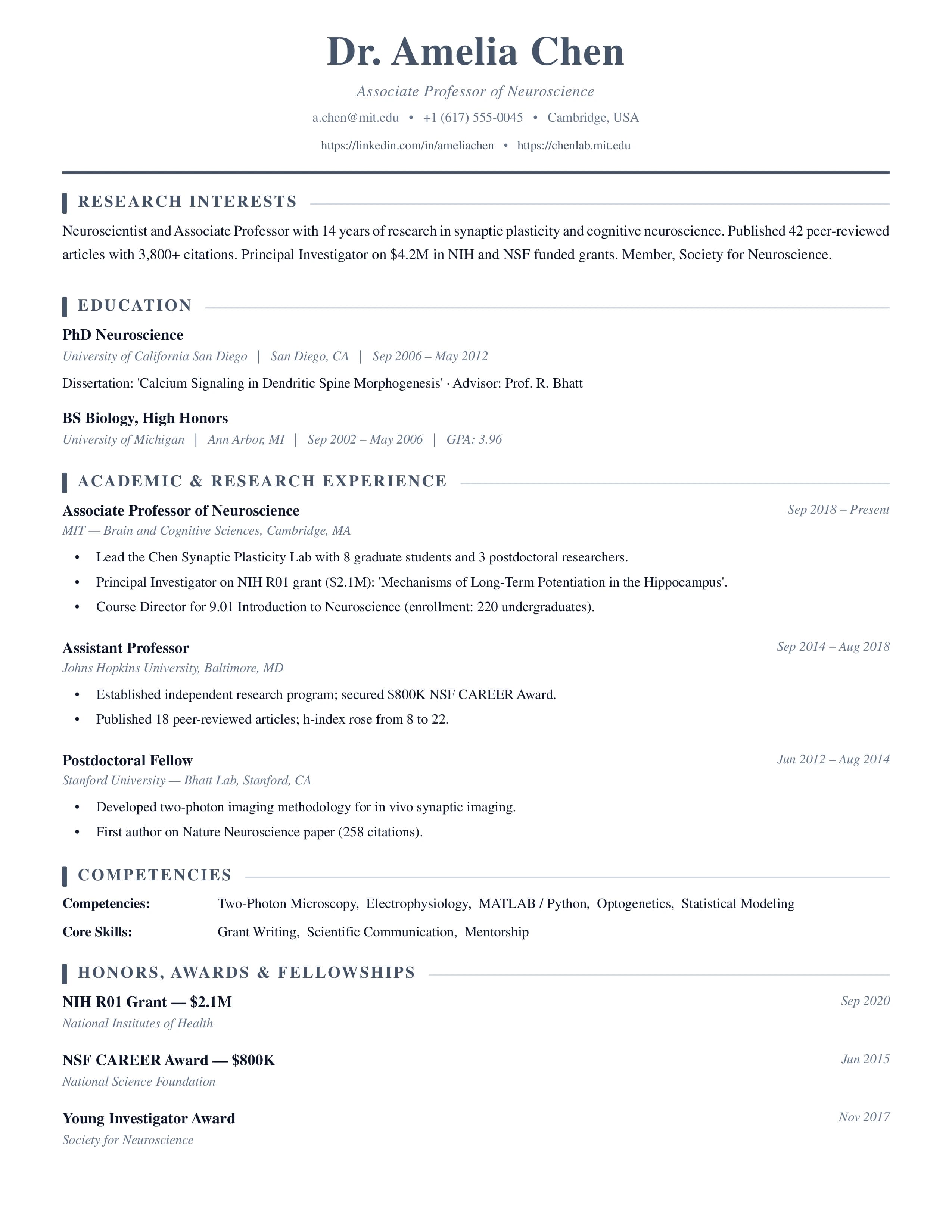 Academic Scholar Resume Template
