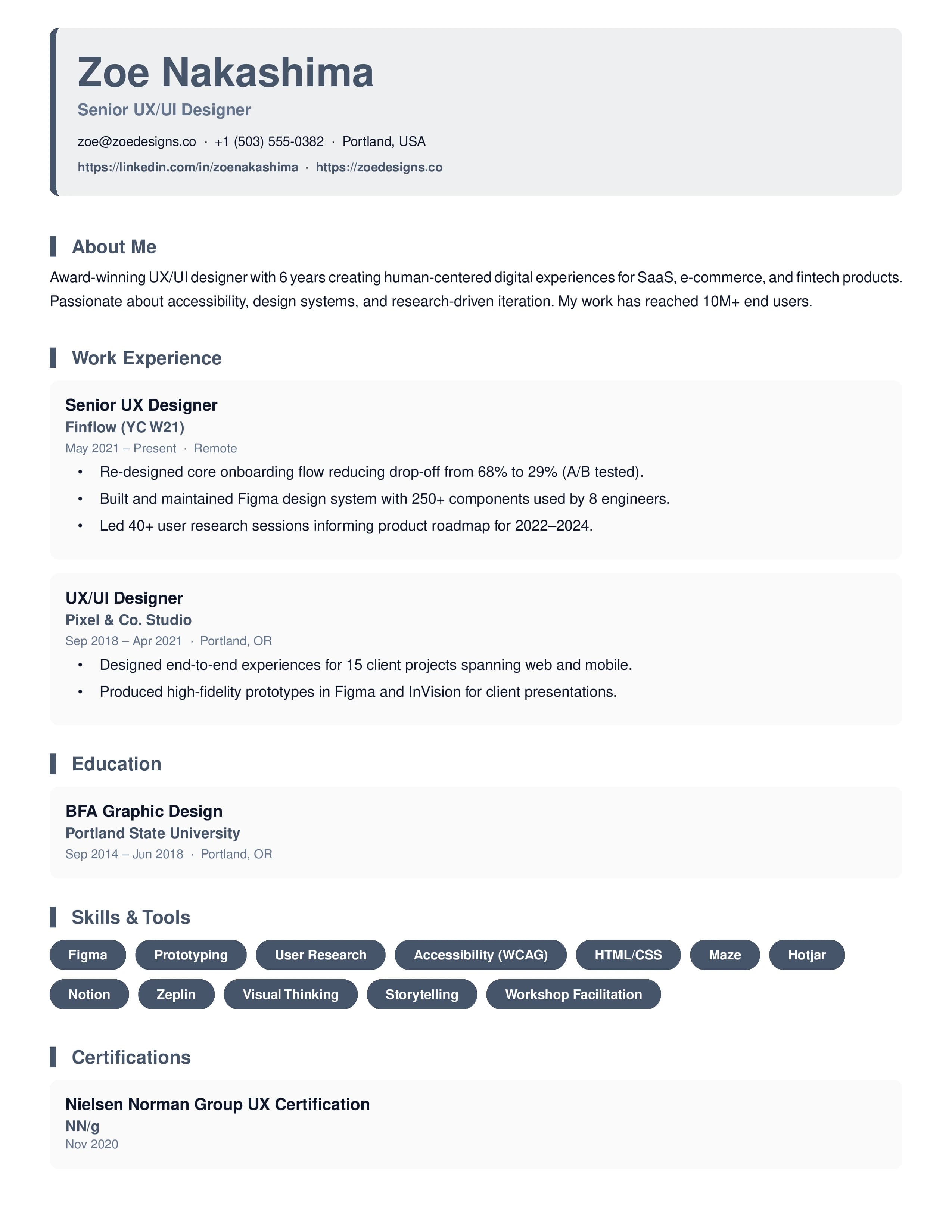 Creative Portfolio Resume Template