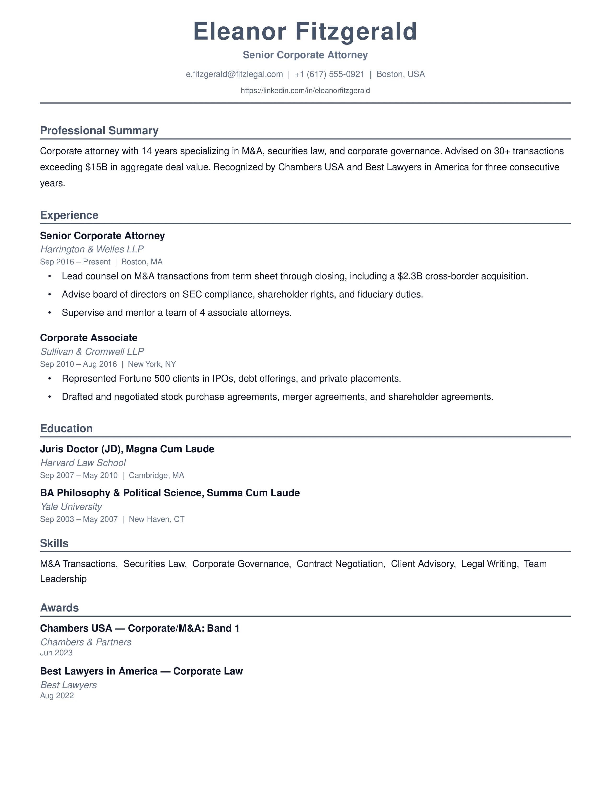 Elegant Professional Resume Template