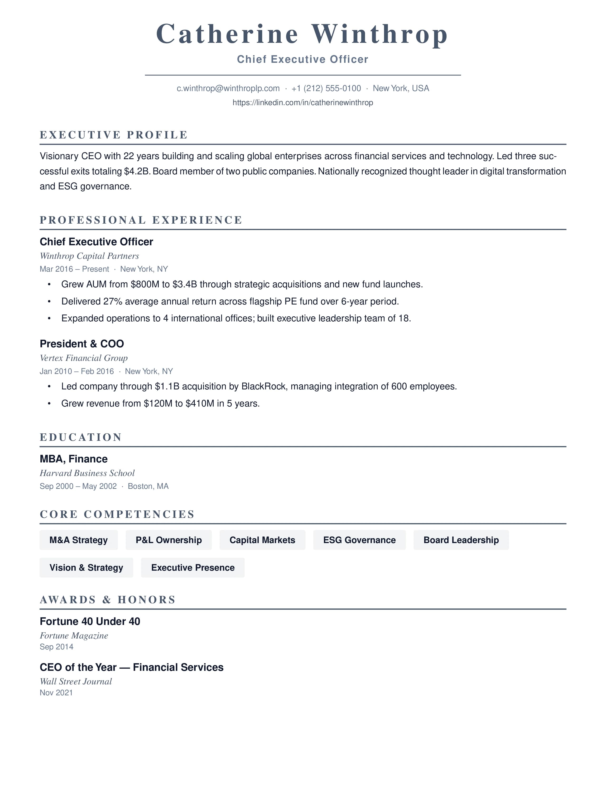Executive Luxury Resume Template
