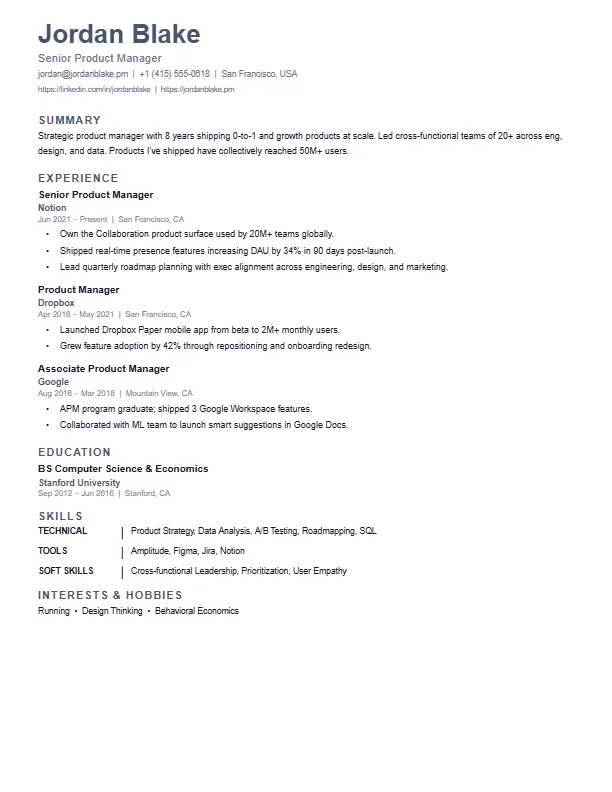 Modern Minimalist Pro Resume Template