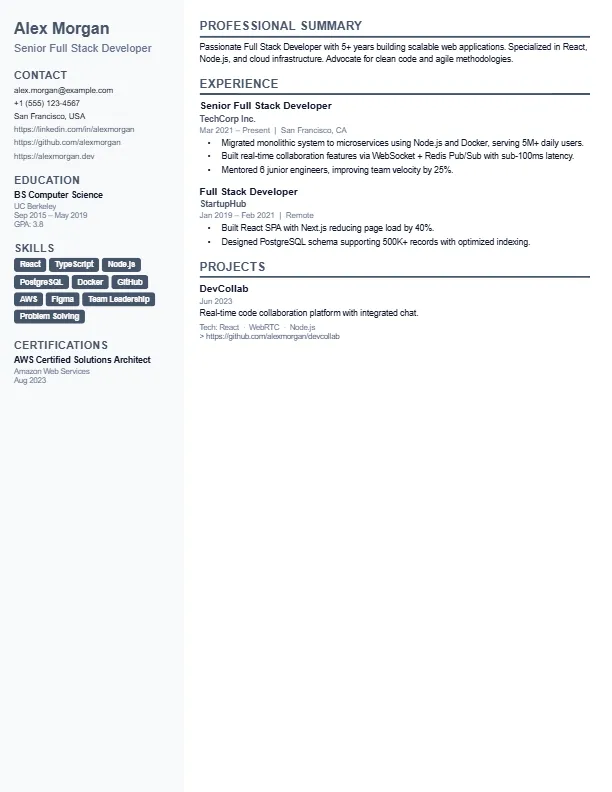 Modern Two-Column Resume Template