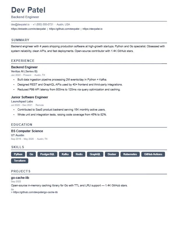 Tech/Startup Clean Resume Template